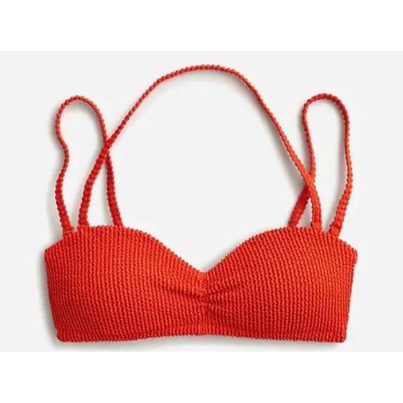 J. Crew NWT Scrunchie Sweetheart Orange Plus Bikini Top Size 3X - Picture 1 of 5